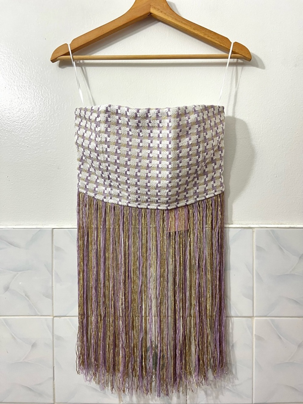Women’s Handwoven Strapless Fringe Top S M L Western Cowgirl Festival Fairy - Picture 5 of 13